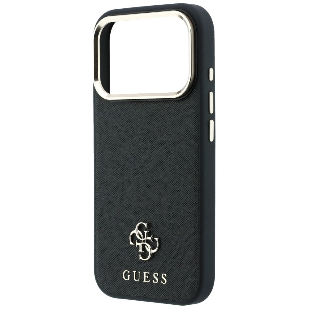 Coque MagSafe pour Apple iPhone 18 Pro / 17 Pro, Guess, Saffiano Small 4G Classic, Noire