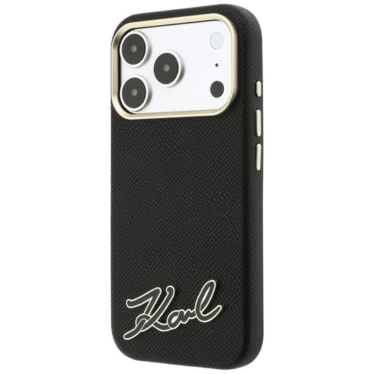 MagSafe-Hülle für Apple iPhone 18 Pro / 17 Pro, Karl Lagerfeld, geprägtes Harz-Signatur-Logo, Schwarz
