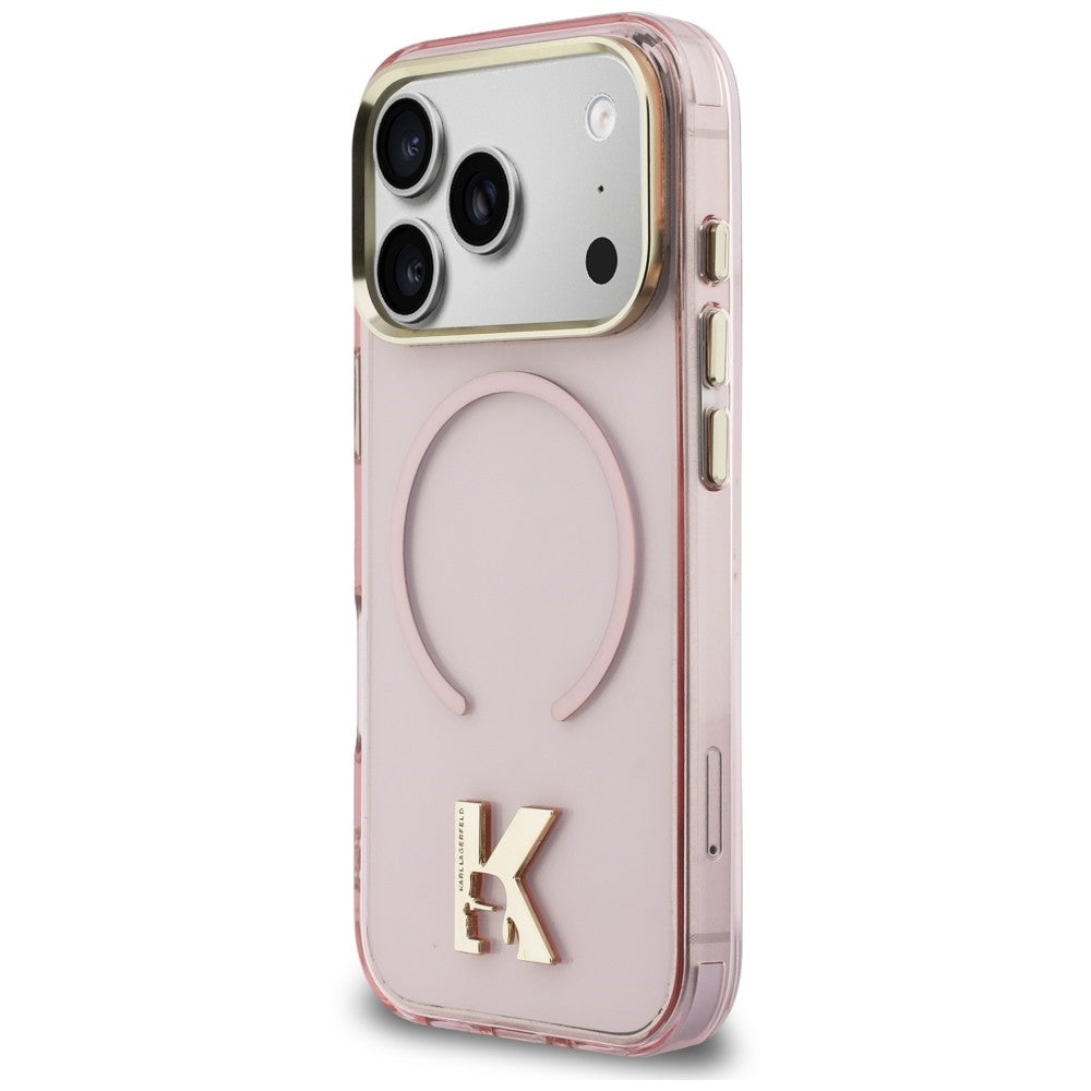 Coque MagSafe pour Apple iPhone 18 Pro / 17 Pro, Karl Lagerfeld, logo IML Karl Head, rose