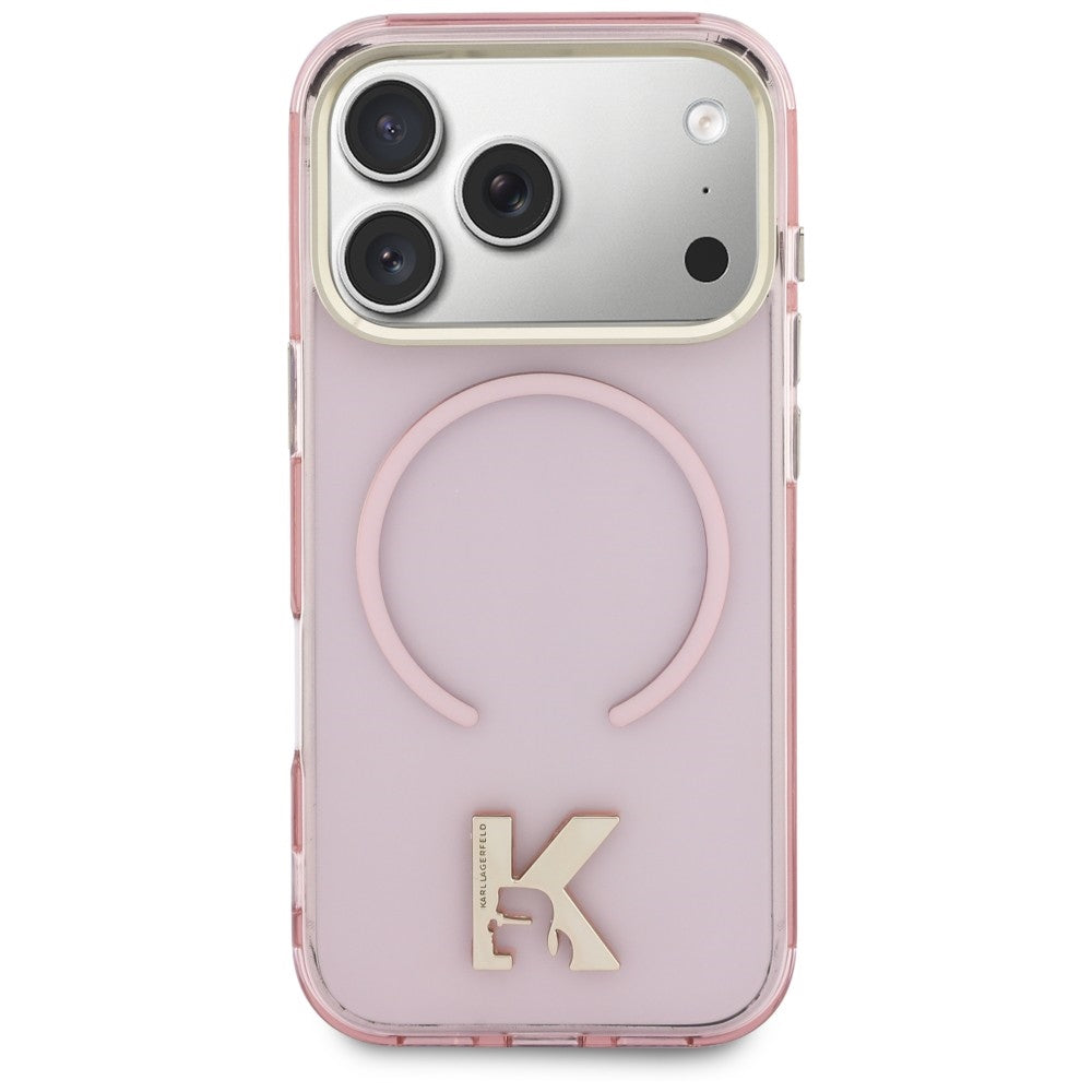 Coque MagSafe pour Apple iPhone 18 Pro / 17 Pro, Karl Lagerfeld, logo IML Karl Head, rose