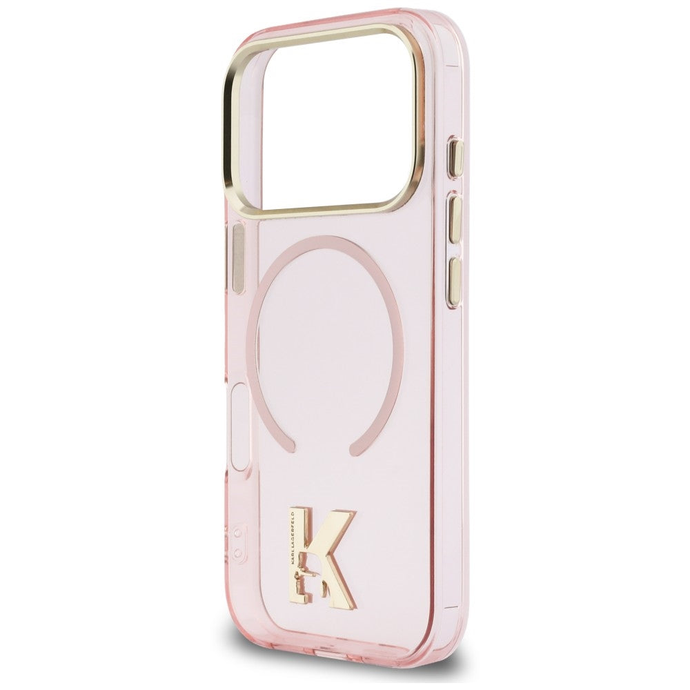 Coque MagSafe pour Apple iPhone 18 Pro / 17 Pro, Karl Lagerfeld, logo IML Karl Head, rose