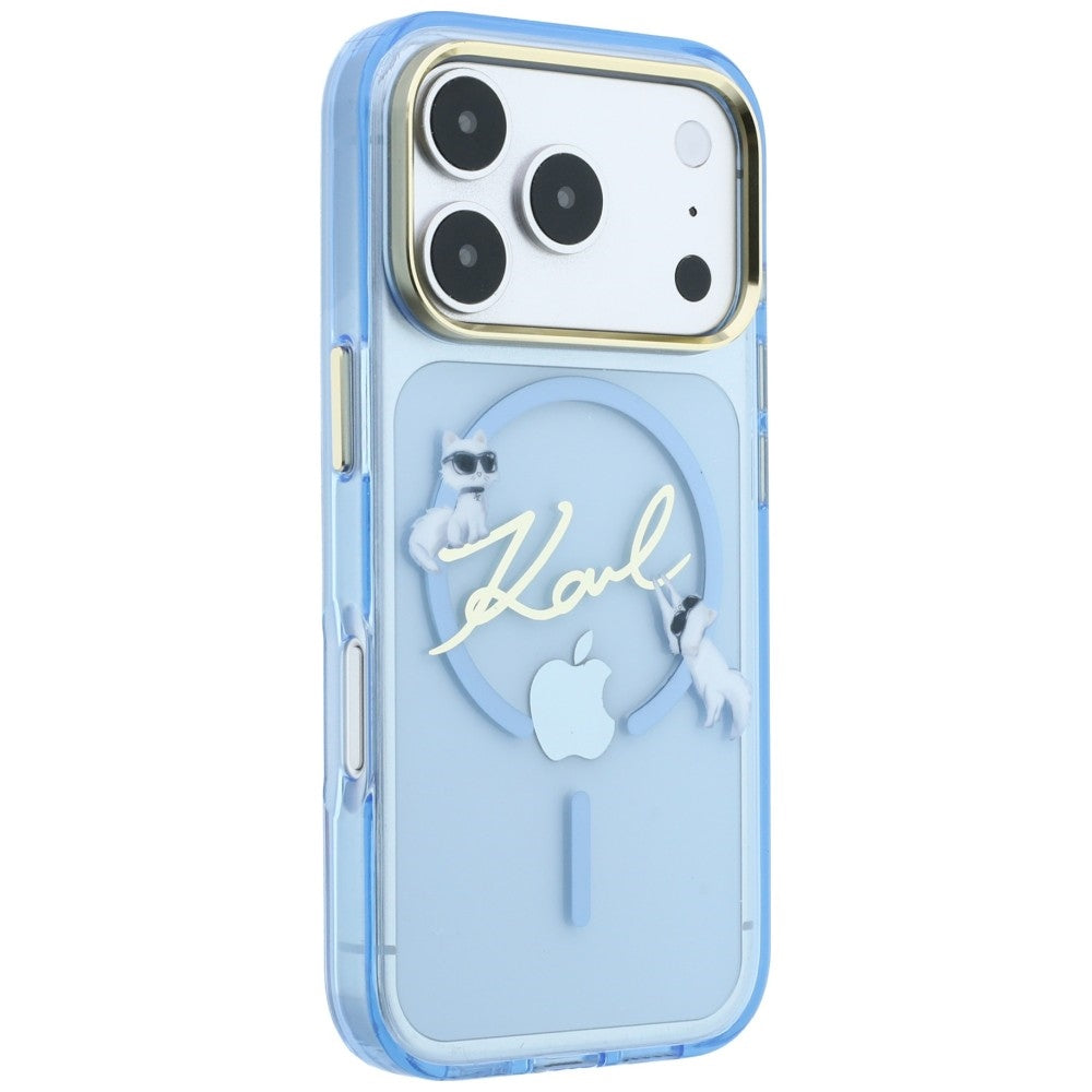Coque MagSafe pour Apple iPhone 18 Pro / 17 Pro, Karl Lagerfeld, IML Logo Script Karl, Bleu