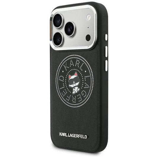 Coque MagSafe pour Apple iPhone 18 Pro / 17 Pro, Karl Lagerfeld, Point and Choupette Sketch, Noire