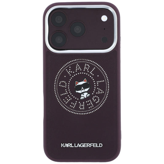 Coque MagSafe pour Apple iPhone 18 Pro / 17 Pro, Karl Lagerfeld, Point and Choupette Sketch, Bordeaux