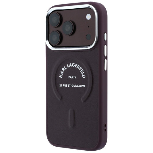 Coque MagSafe pour Apple iPhone 18 Pro / 17 Pro, Karl Lagerfeld, Anneau Karl RSG Logo, Bordeaux