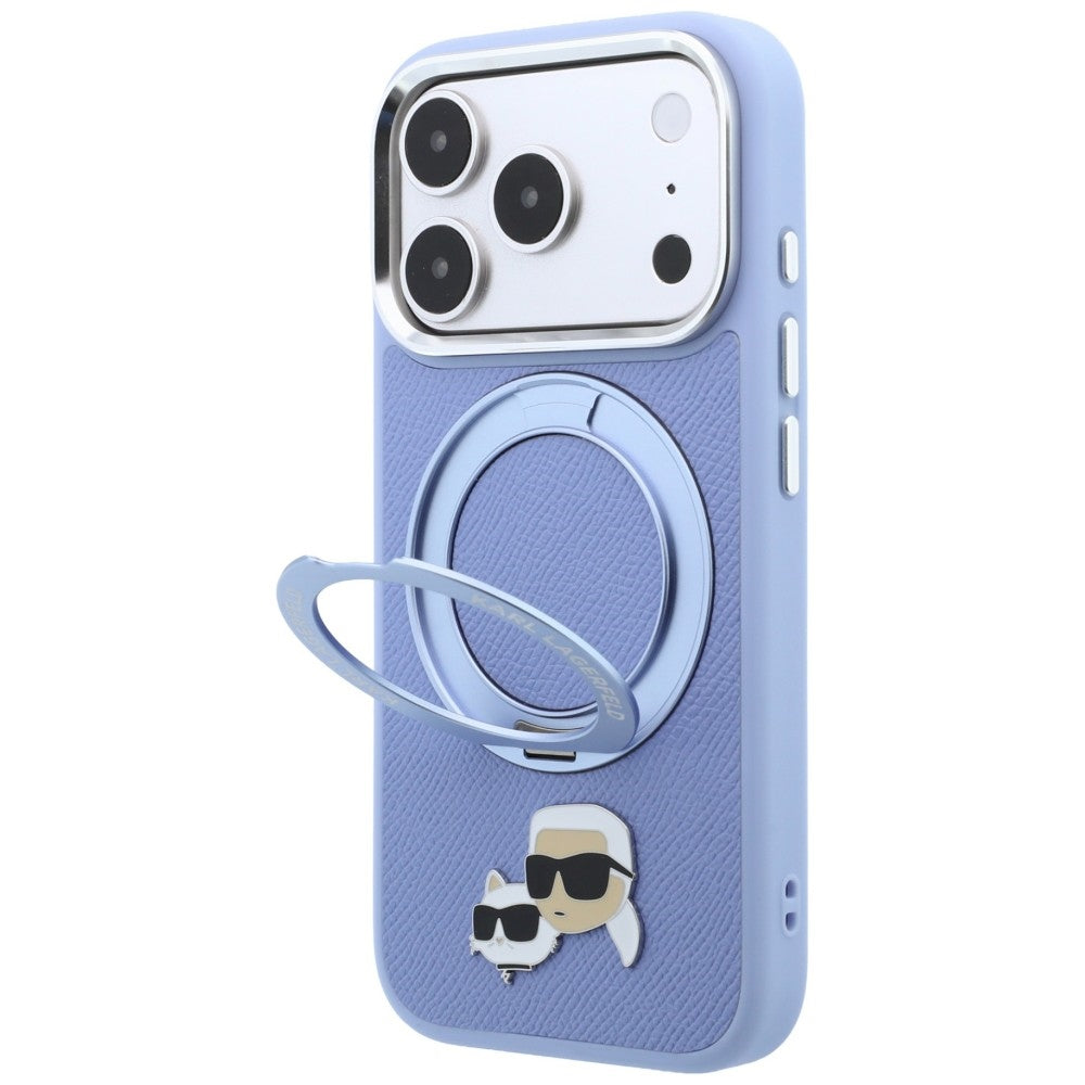 MagSafe-Hülle für Apple iPhone 18 Pro / 17 Pro, Karl Lagerfeld, Ring Stand 360 Karl & Choupette Pin, Blau