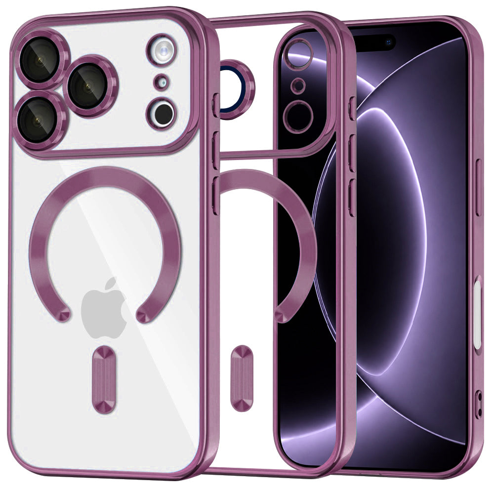 Coque MagSafe pour Apple iPhone 18 Pro / 17 Pro, Techsuit, Luxury Crystal, Bordeaux Foncé