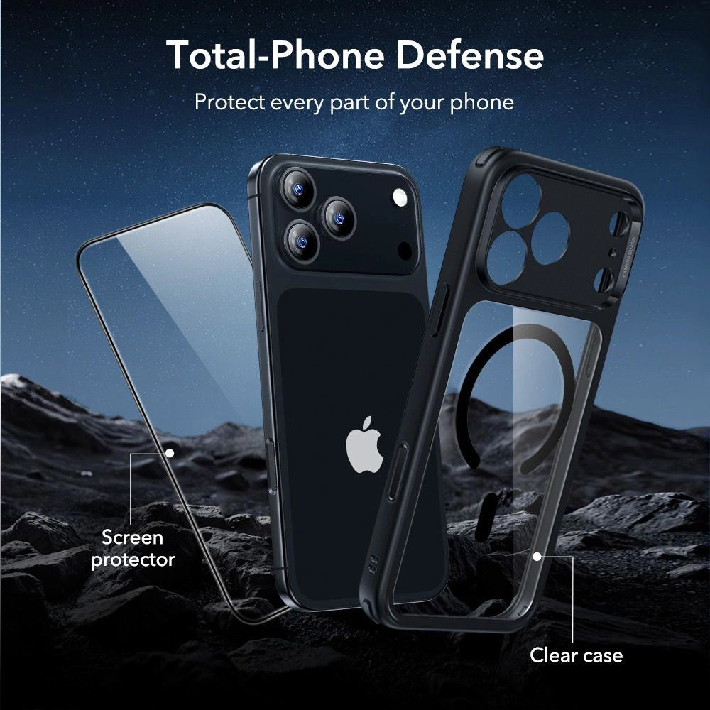 Coque MagSafe pour Apple iPhone 18 Pro Max / 17 Pro Max, ESR, Classic Hybrid avec protecteur d'écran, Noir Transparent