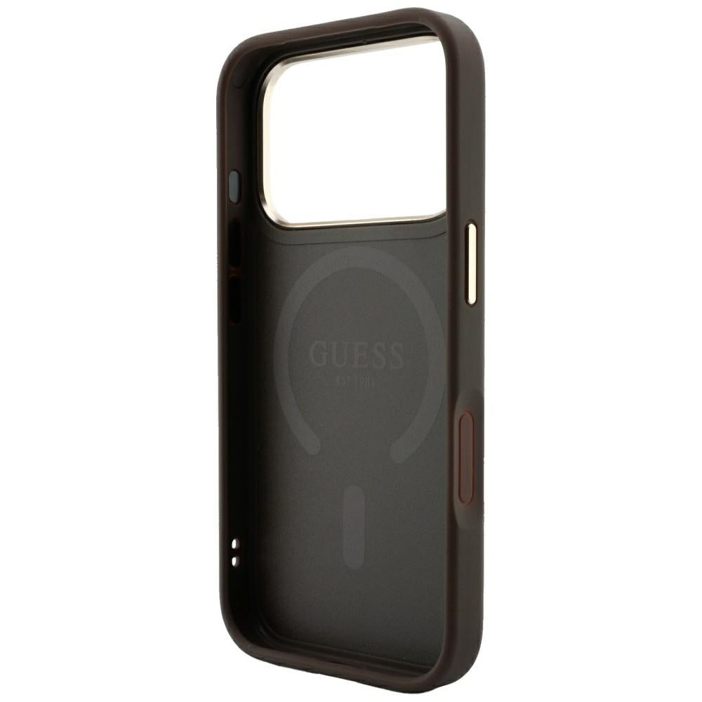 MagSafe Case for Apple iPhone 18 Pro Max / 17 Pro Max, Guess, 4G Embossed Classic, Brown