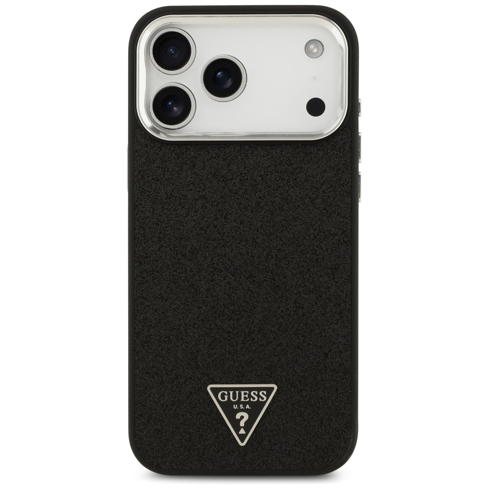Coque MagSafe pour Apple iPhone 18 Pro Max / 17 Pro Max, Guess, Logo Triangle Pailleté, Noire