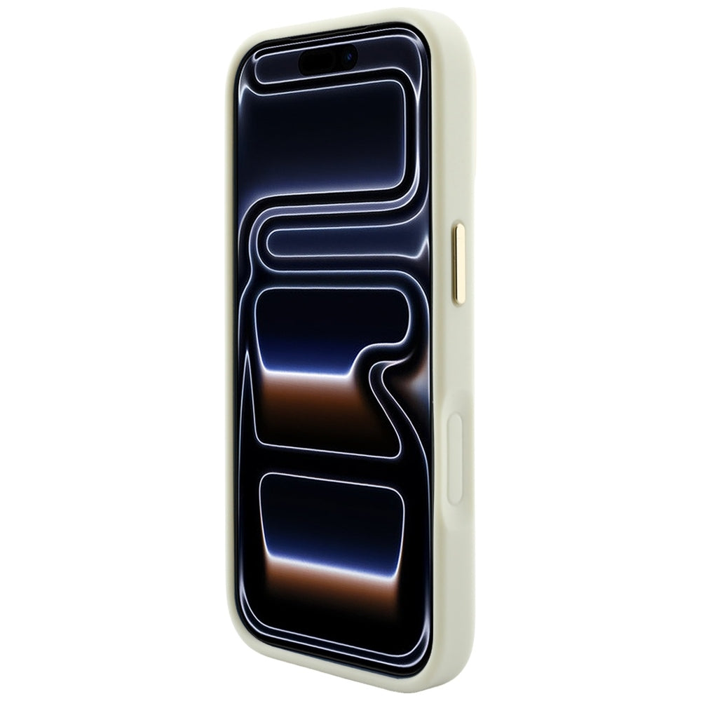 Coque MagSafe pour Apple iPhone 18 Pro Max / 17 Pro Max, Guess, Saffiano Peony Hot Stamp, Beige