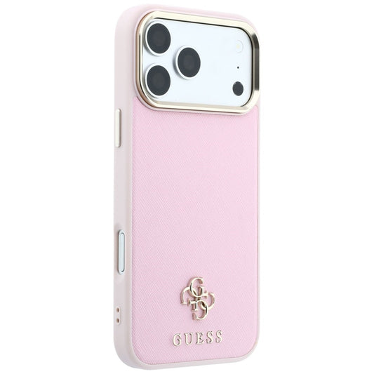 Coque MagSafe pour Apple iPhone 18 Pro Max / 17 Pro Max, Guess, Saffiano Small 4G Classic, Rose