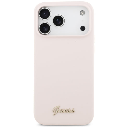 Coque MagSafe pour Apple iPhone 18 Pro Max / 17 Pro Max, Guess, Logo Métal Script, Rose