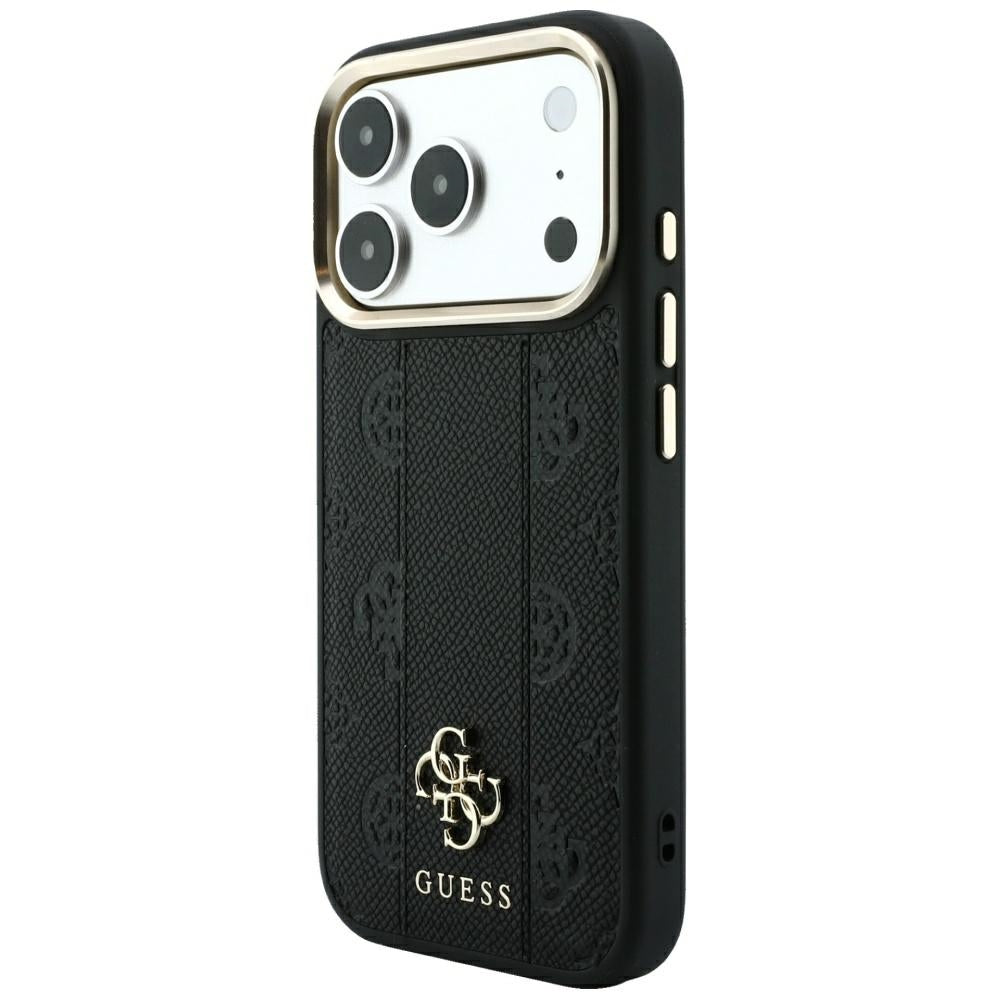 Coque MagSafe pour Apple iPhone 18 Pro Max / 17 Pro Max, Guess, Stripe Peony 4G, Noire