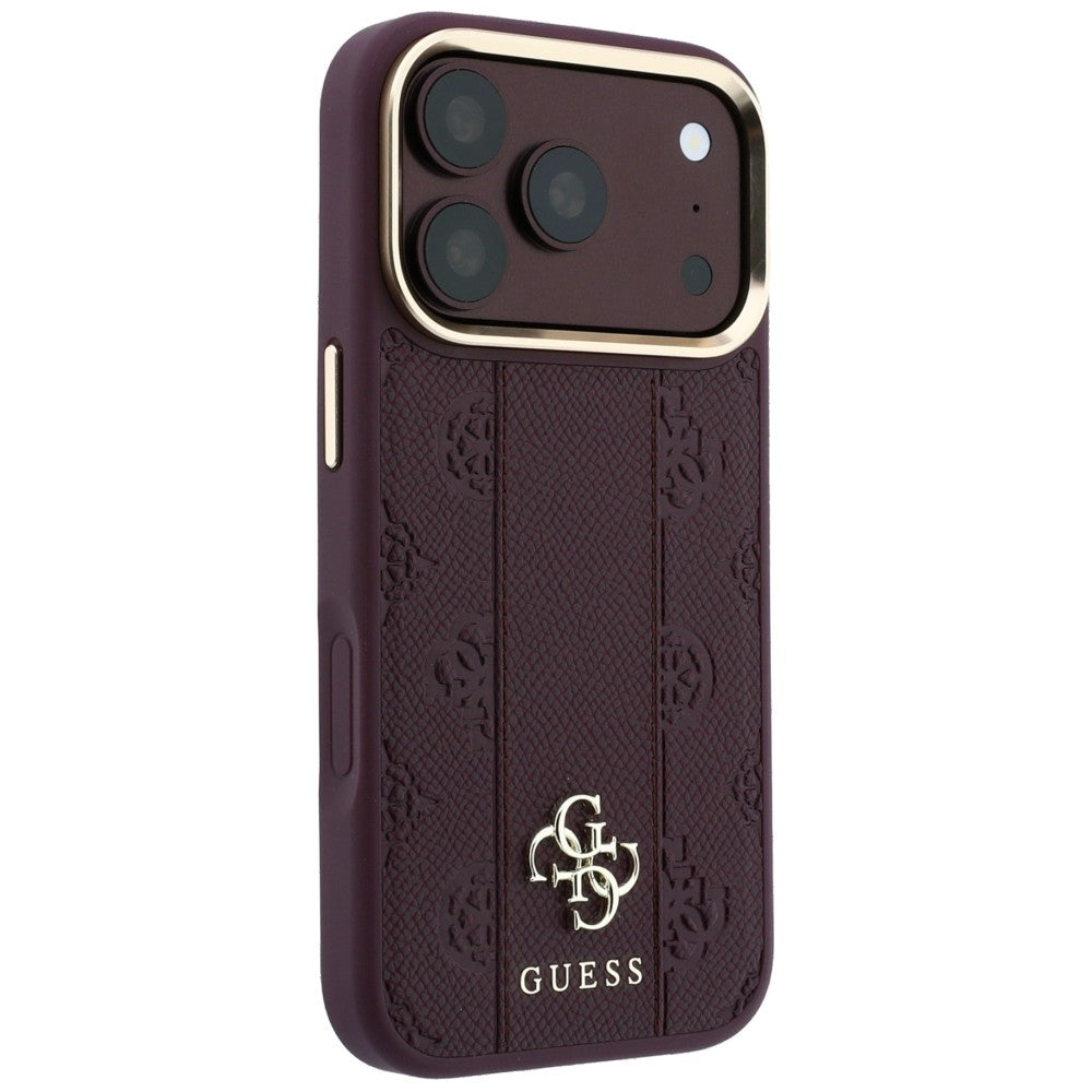 MagSafe Case for Apple iPhone 18 Pro Max / 17 Pro Max, Guess, Stripe Peony 4G, Burgundy