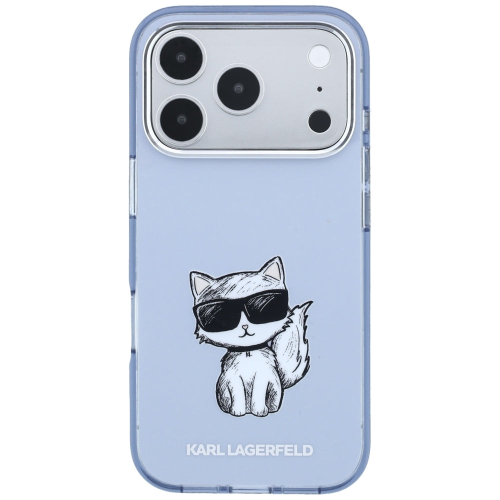 Coque MagSafe pour Apple iPhone 18 Pro Max / 17 Pro Max, Karl Lagerfeld, IML Choupette Body Sketch Print, Bleue