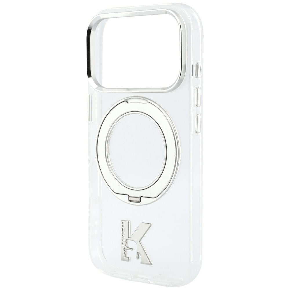 Coque MagSafe pour Apple iPhone 18 Pro Max / 17 Pro Max, Karl Lagerfeld, Support Anneau IML Kameo Métal, Transparent