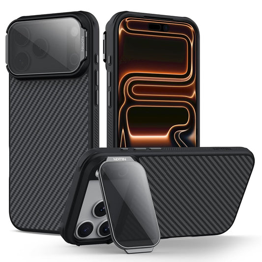 MagSafe-Hülle für Apple iPhone 18 Pro Max / 17 Pro Max, Nillkin, CarboProp mit transparentem schwarzem Objektivschutz, Schwarz