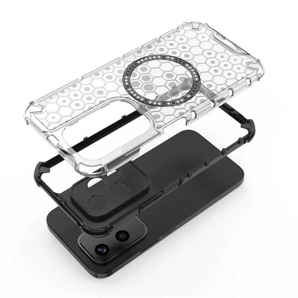 Coque MagSafe pour Honor 200 Lite, Techsuit, HoneyComb Shield, Blanche