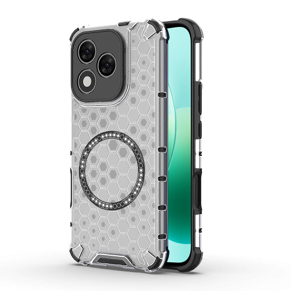 Coque MagSafe pour Honor 400 Lite, Techsuit, HoneyComb Shield, Blanche