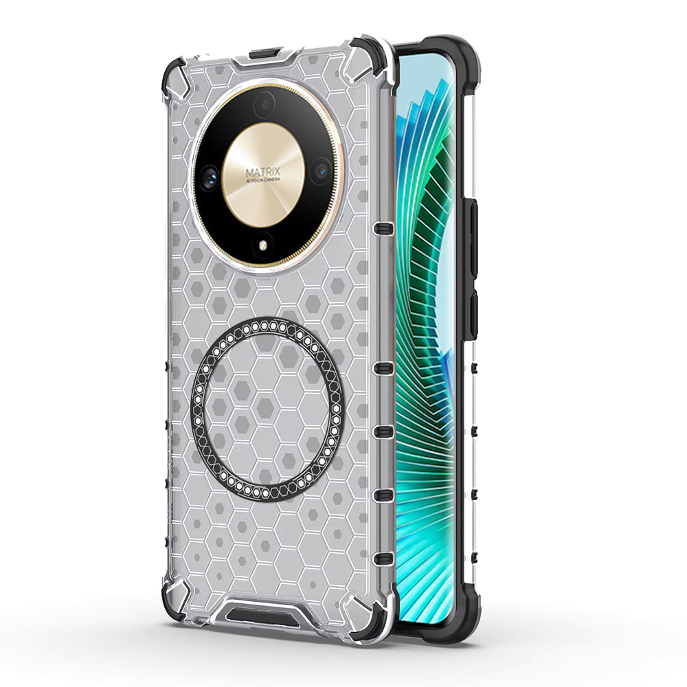 Coque MagSafe pour Honor Magic6 Lite, Techsuit, HoneyComb Shield, Blanche