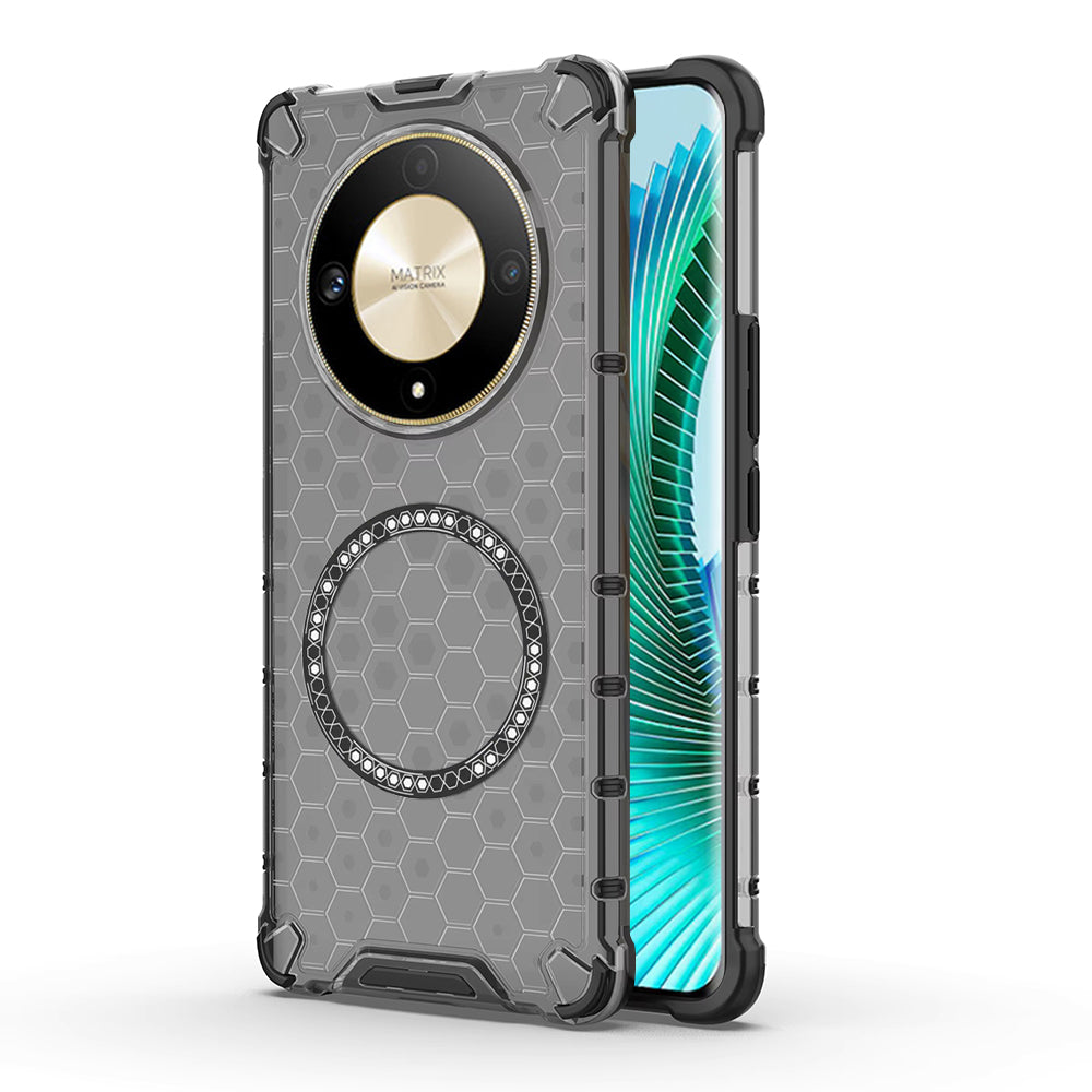 Coque MagSafe pour Honor Magic6 Lite, Techsuit, HoneyComb Shield, Noire