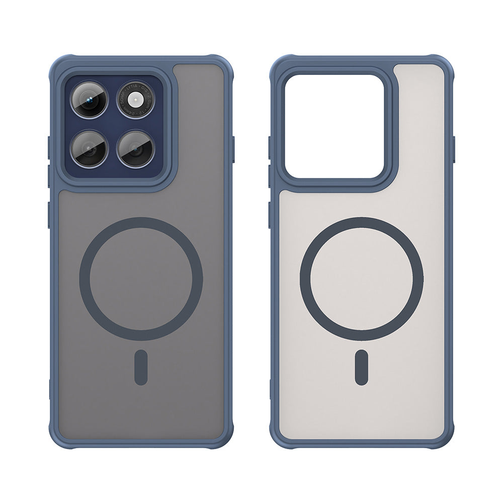 Coque MagSafe pour Motorola Edge 60 Pro, Techsuit, HaloFrost II (Grand Trou pour Objectif), Bleu marine