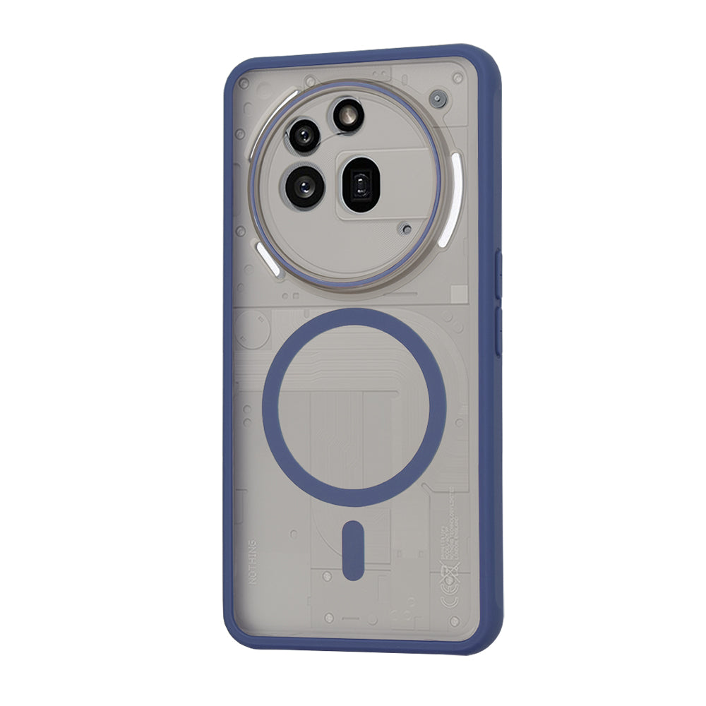 Coque MagSafe pour Nothing Phone (3a) Pro, Techsuit, HaloFrost, Bleu marine