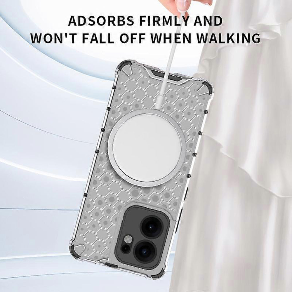 Coque MagSafe pour Oppo Reno13 FS 5G / Reno13 F 4G / Reno13 F, Techsuit, HoneyComb Shield, Noire
