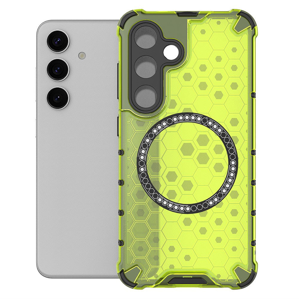 Coque MagSafe pour Samsung Galaxy S25 S931, Techsuit, HoneyComb Shield, Vert