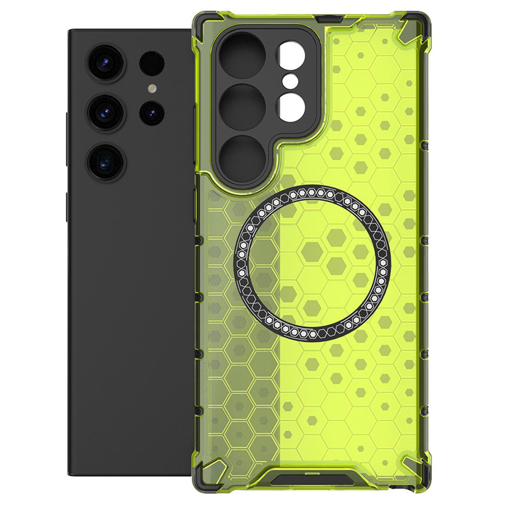 Coque MagSafe pour Samsung Galaxy S25 Ultra S938, Techsuit, HoneyComb Shield, Vert