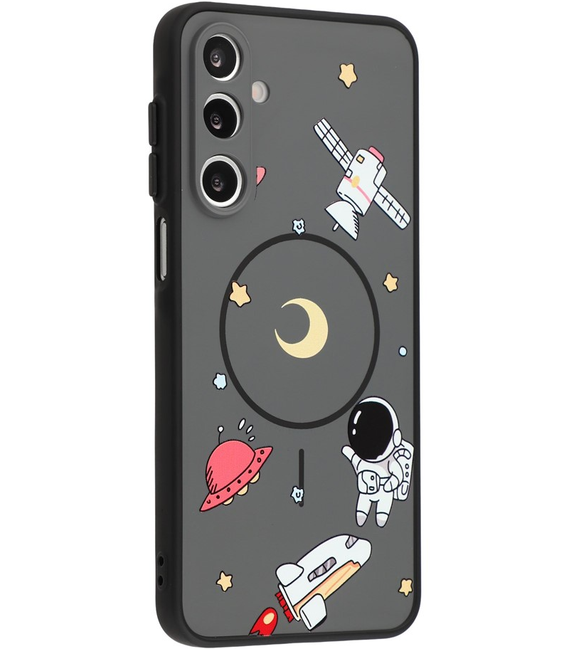 Coque MagSafe pour Samsung Galaxy S25 Ultra S938, OEM, Astronaute Cartoon, Noire