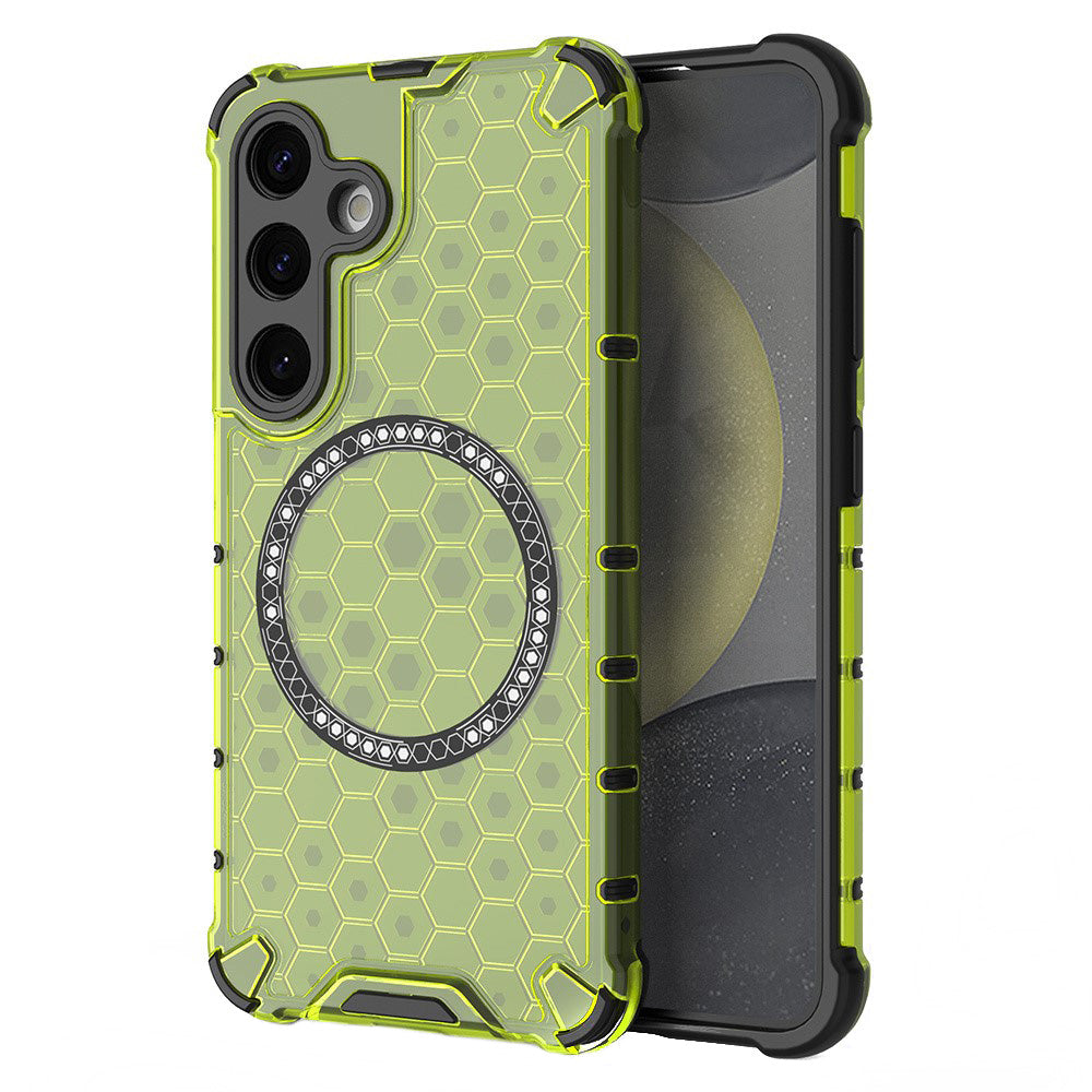 Coque MagSafe pour Samsung Galaxy S25 S931, Techsuit, HoneyComb Shield, Vert
