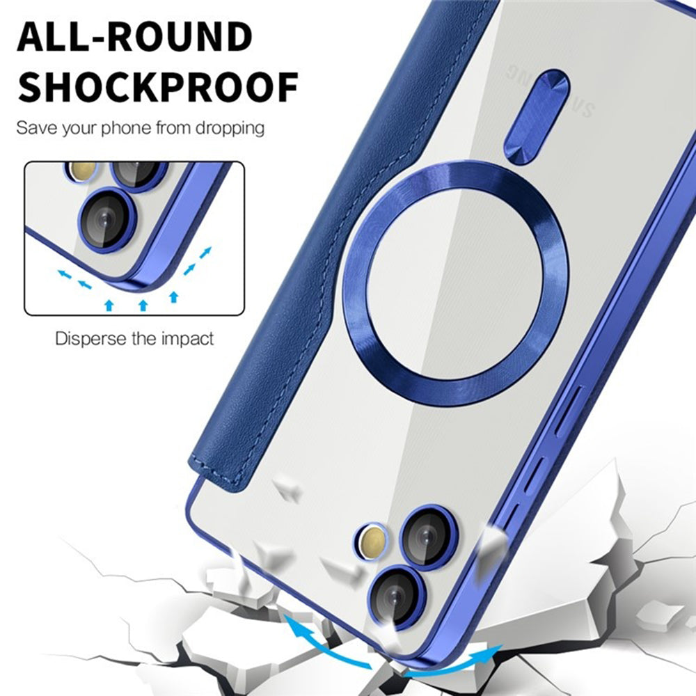 Coque MagSafe pour Samsung Galaxy A05 A055, Techsuit, SmartMag Book, Bleue