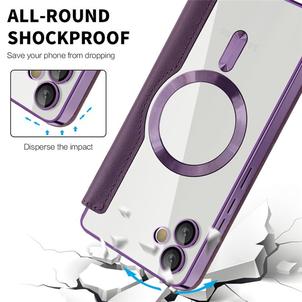 Coque MagSafe pour Samsung Galaxy A05 A055, Techsuit, SmartMag Book, Violet