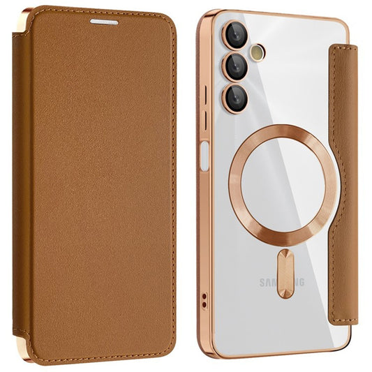 Coque MagSafe pour Samsung Galaxy A05s A057, Techsuit, SmartMag Book, Marron