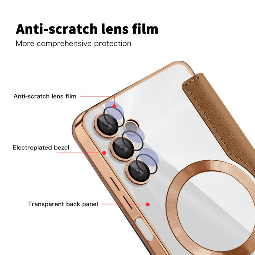 Coque MagSafe pour Samsung Galaxy A05s A057, Techsuit, SmartMag Book, Marron
