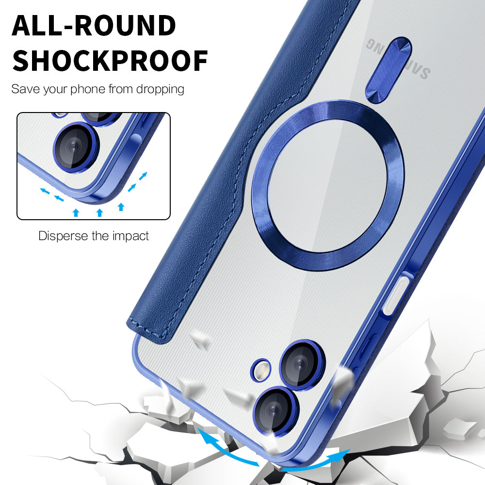 Coque MagSafe pour Samsung Galaxy A06 A065, Techsuit, SmartMag Book, Bleue