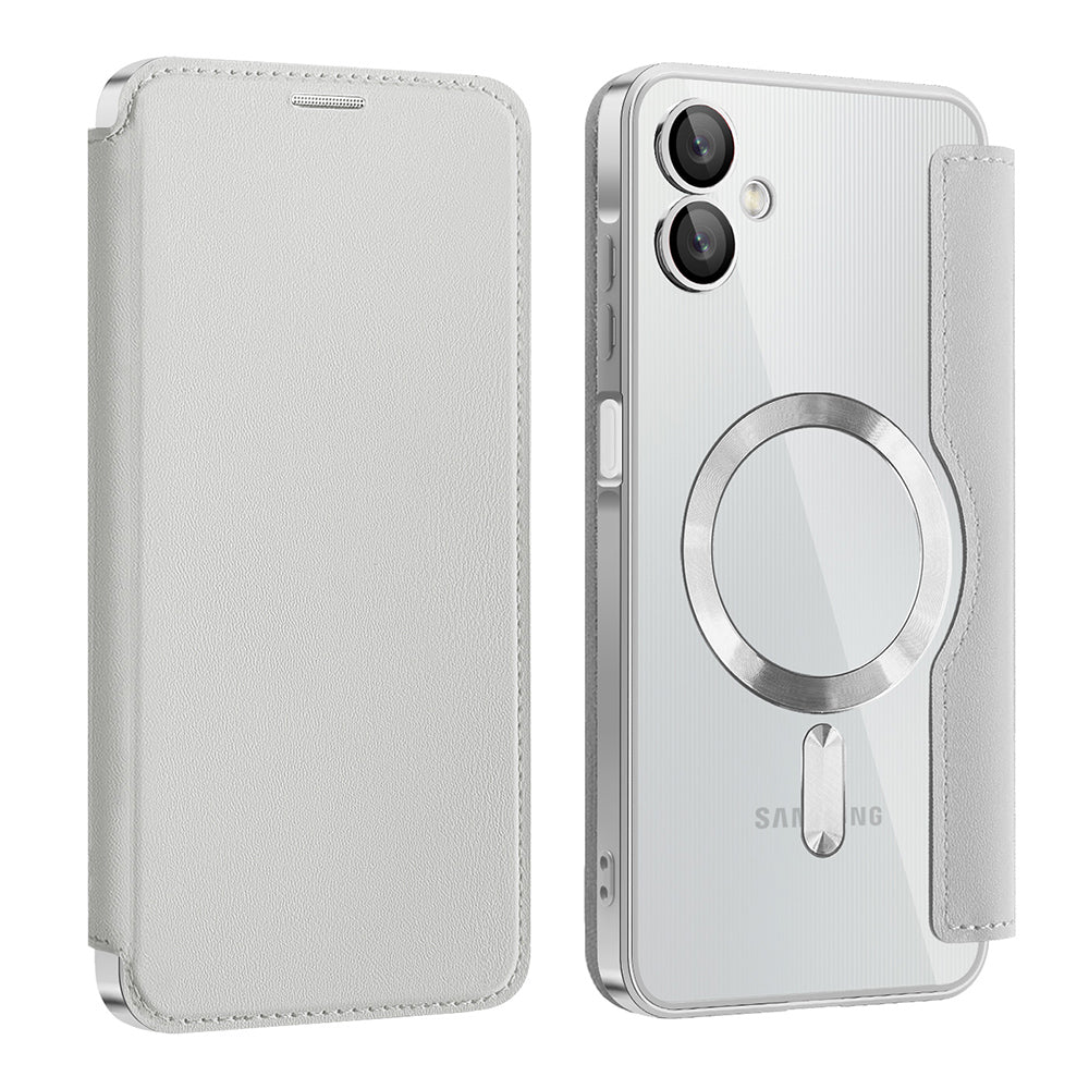 Coque MagSafe pour Samsung Galaxy A06 A065, Techsuit, SmartMag Book, Gris