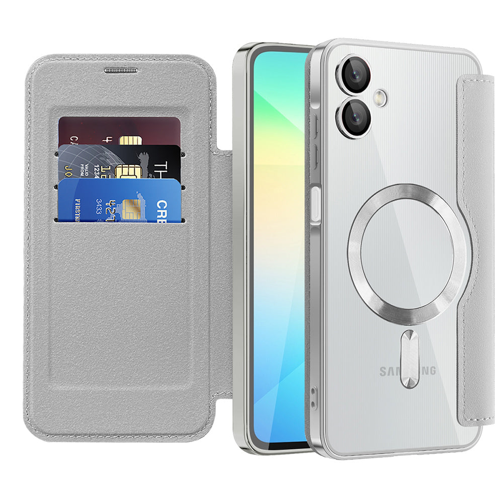 Coque MagSafe pour Samsung Galaxy A06 A065, Techsuit, SmartMag Book, Gris