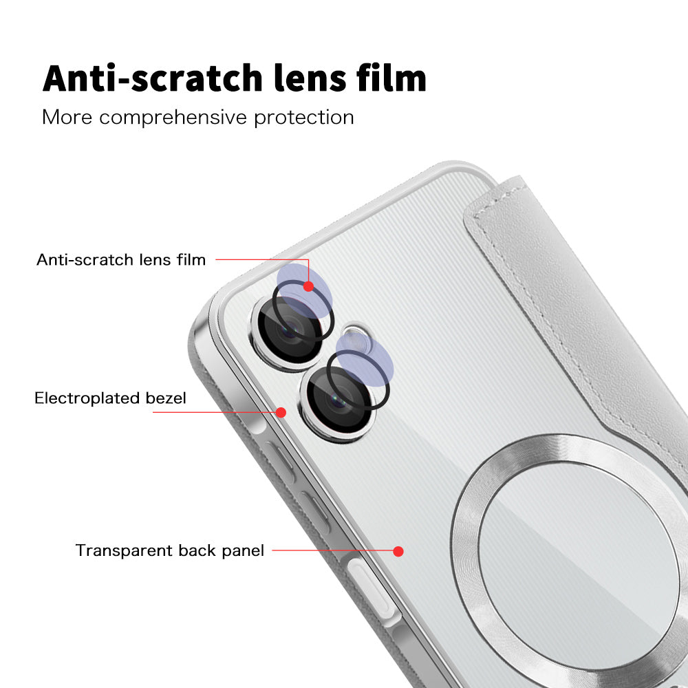 Coque MagSafe pour Samsung Galaxy A06 A065, Techsuit, SmartMag Book, Gris