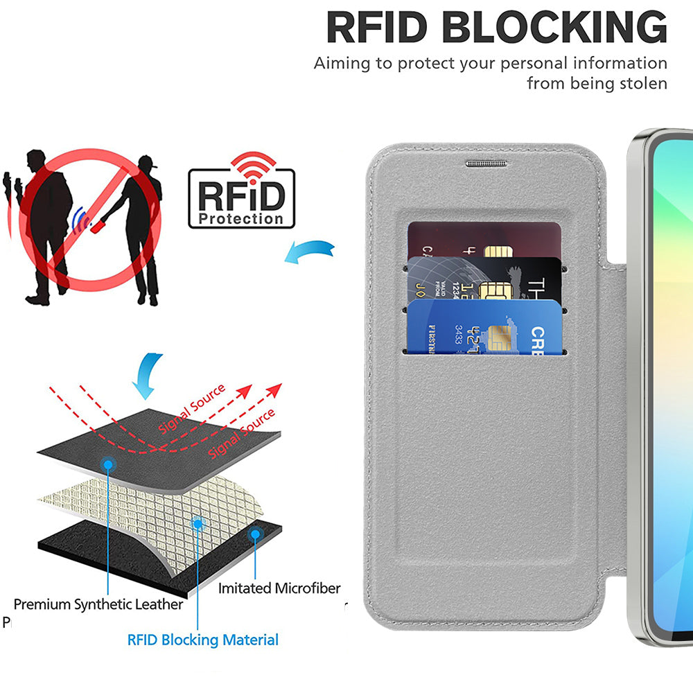 Coque MagSafe pour Samsung Galaxy A06 A065, Techsuit, SmartMag Book, Gris