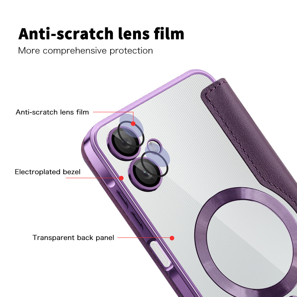 Coque MagSafe pour Samsung Galaxy A06 A065, Techsuit, SmartMag Book, Violet