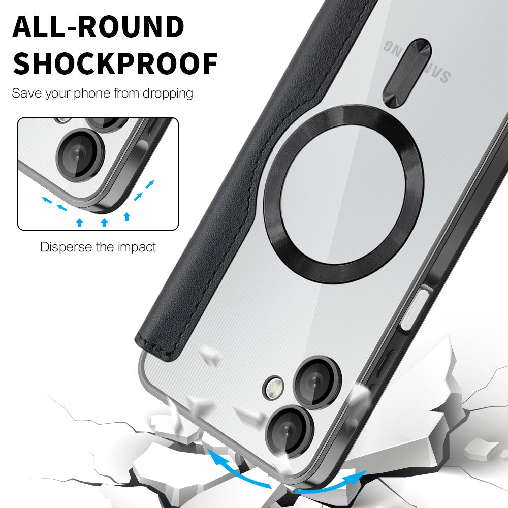 Coque MagSafe pour Samsung Galaxy A06 A065, Techsuit, SmartMag Book, Noire