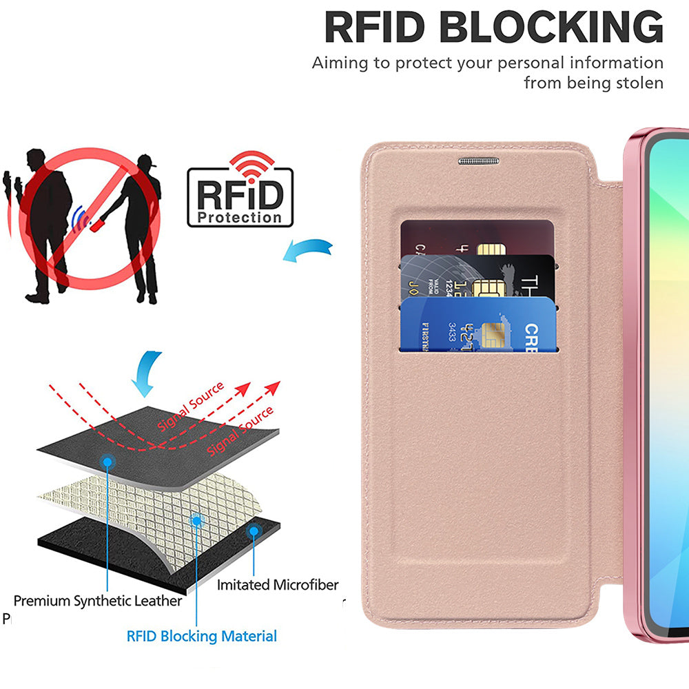Coque MagSafe pour Samsung Galaxy A06 A065, Techsuit, SmartMag Book, Rose