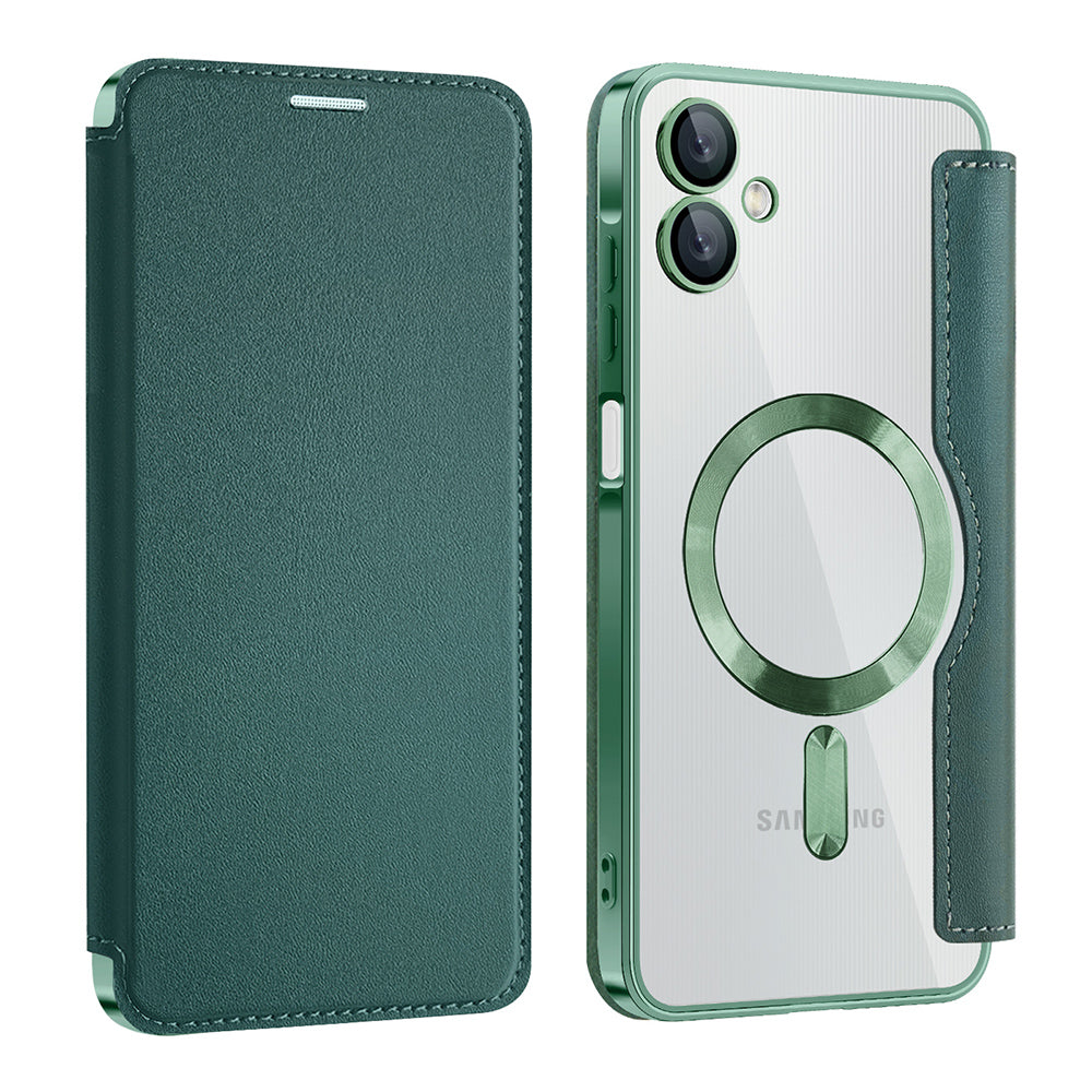 Coque MagSafe pour Samsung Galaxy A06 A065, Techsuit, SmartMag Book, Vert