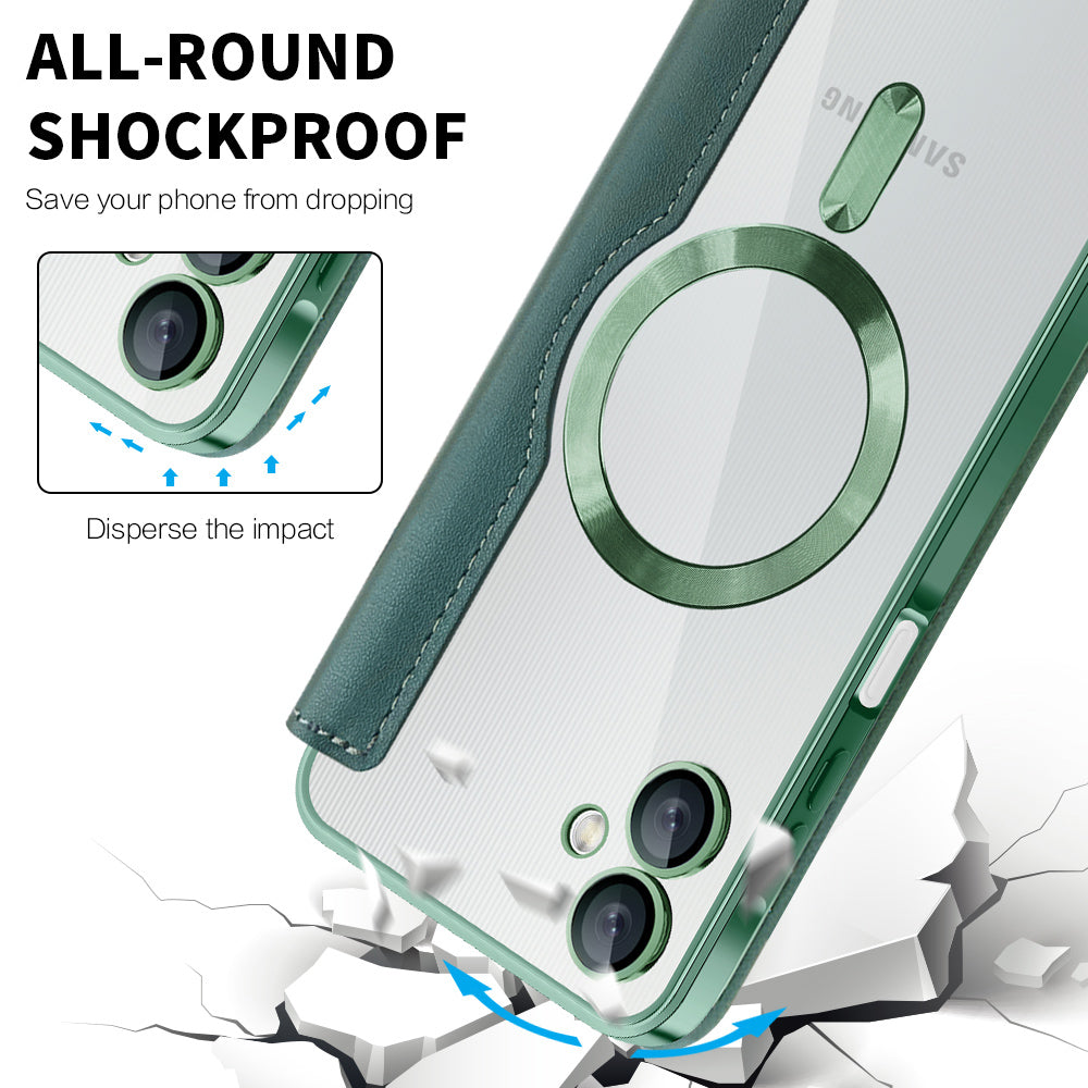 Coque MagSafe pour Samsung Galaxy A06 A065, Techsuit, SmartMag Book, Vert