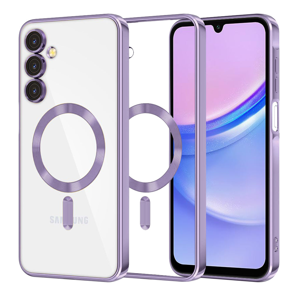 Coque MagSafe pour Samsung Galaxy A15 5G A156 / A15 A155, Techsuit, Luxury Crystal, Violet Clair