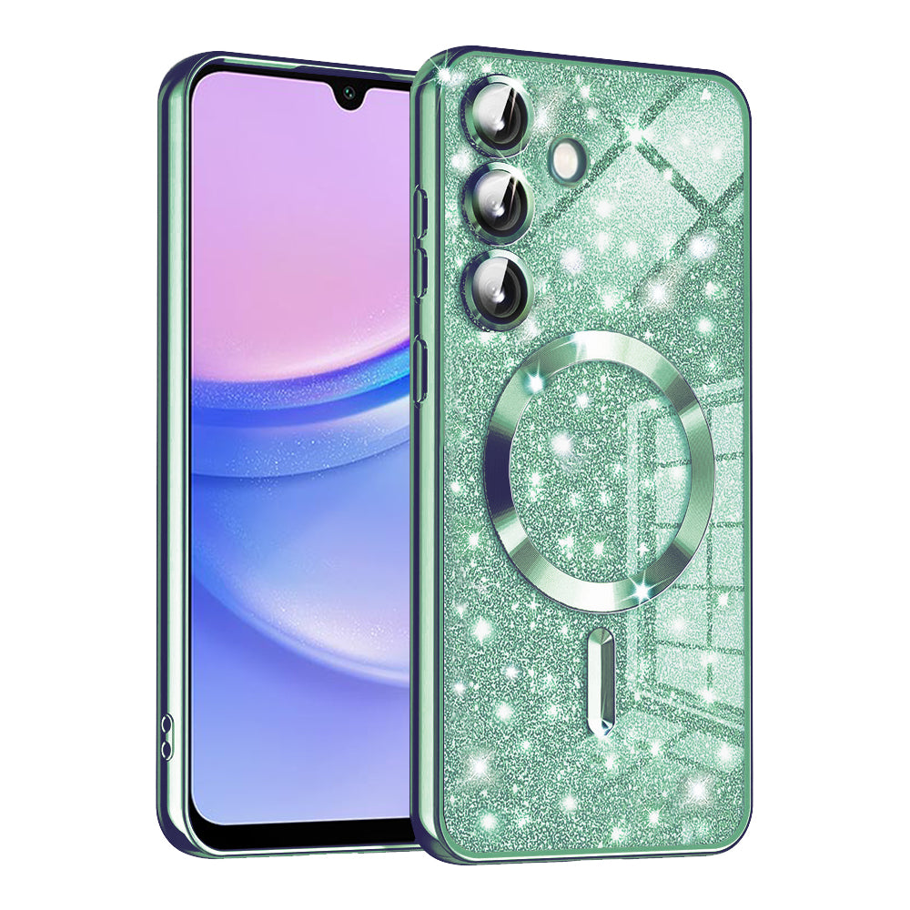 Coque MagSafe pour Samsung Galaxy A15 5G A156 / A15 A155, Techsuit, Luxury Glitter, Vert Clair