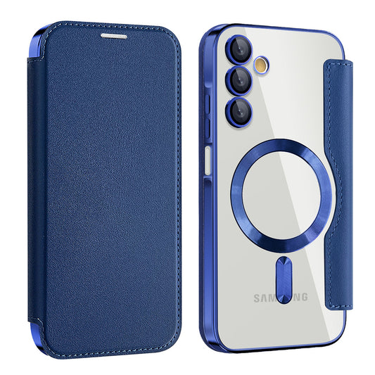 Coque MagSafe pour Samsung Galaxy A15 5G A156 / A15 A155, Techsuit, SmartMag Book, Bleue